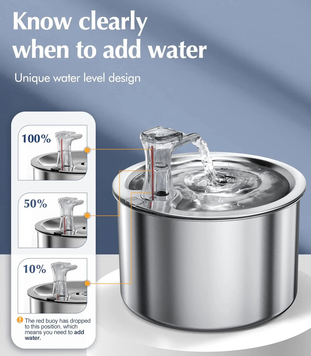 2L Stainless Steel pet water dispenser, Automatic  with optional sensor and Filtration System
