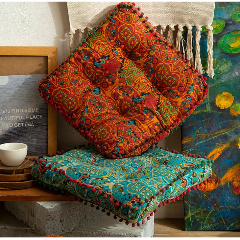 Bohemian Style Thickened Cotton Linen for Ground Tatami Mat Pillow Puff Cushion