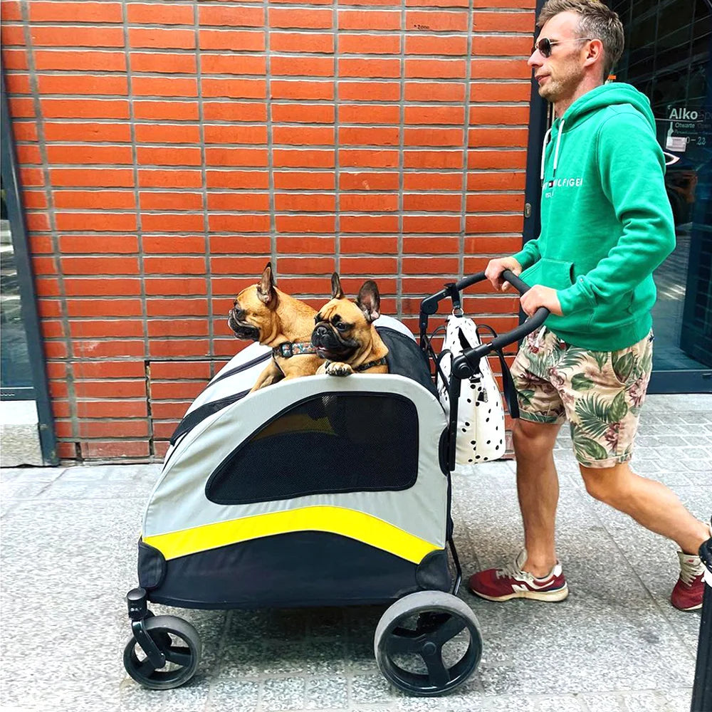 Premium Dog Stroller Pram 4 Wheel Foldable Cart, Travel, Walk, Pet Jogger Wagon for Small Medium Large Dogs