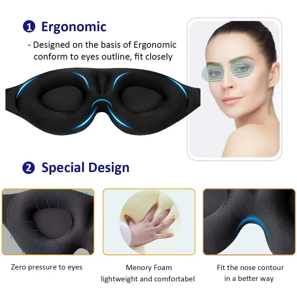 Eye Mask for Sleeping 3D Contoured Cup Blindfold, Molded, Block Out Light