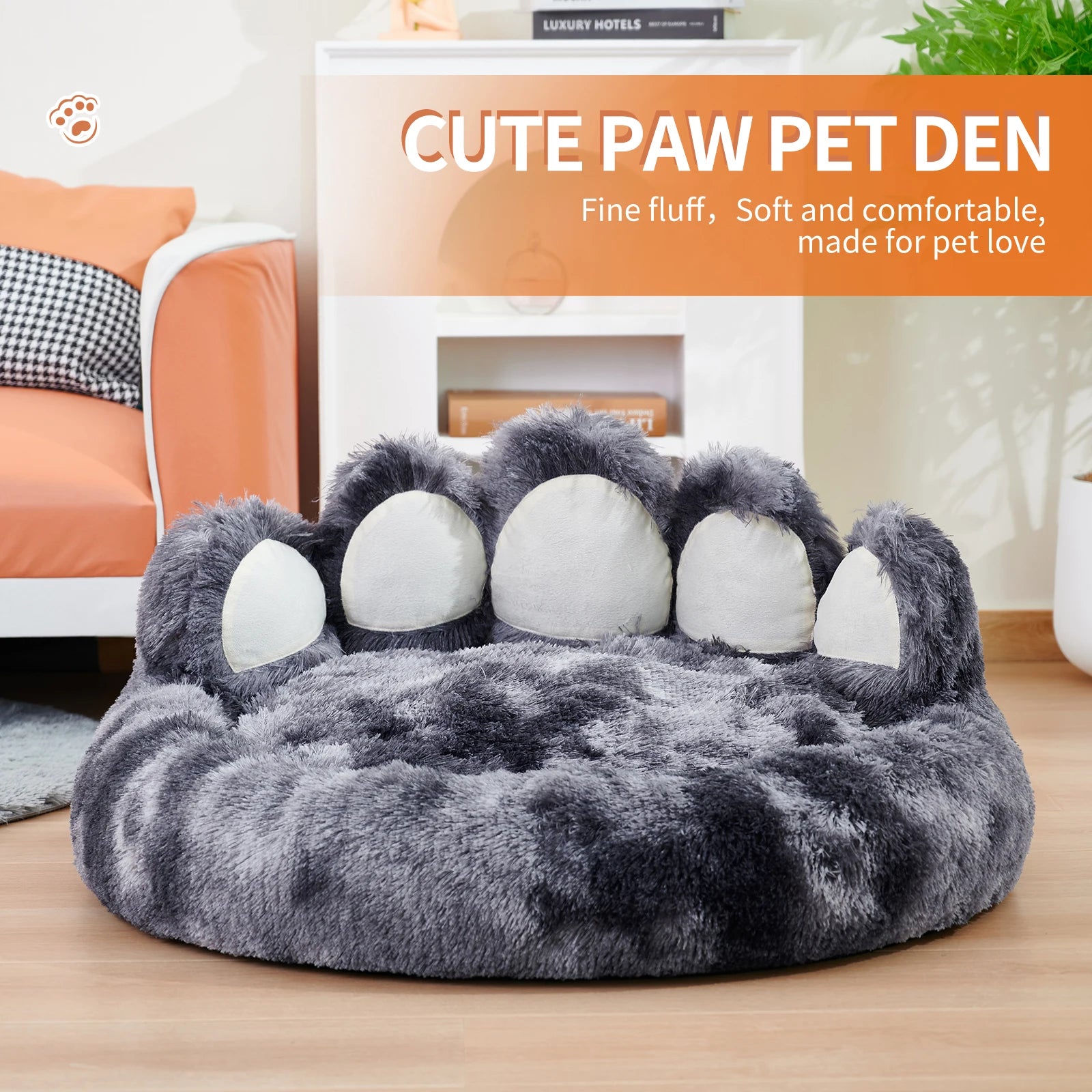 Cozy Comfy Pet Dog Bed, Paw Shape, Warm Cushion for Your Furry Friend Deep Sleeping