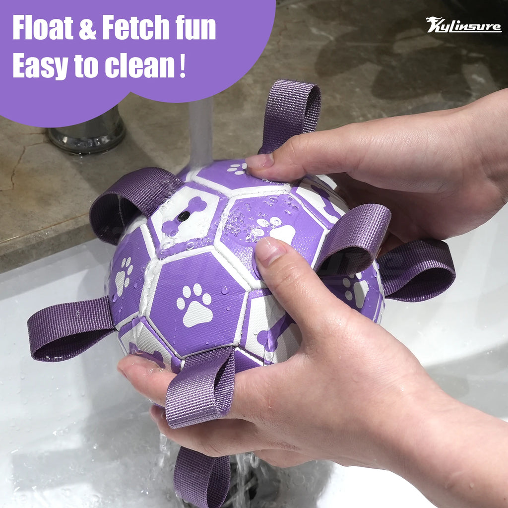 Dog Soccer Ball with Straps, Interactive Toys for Tug of War, Durable Water Toy