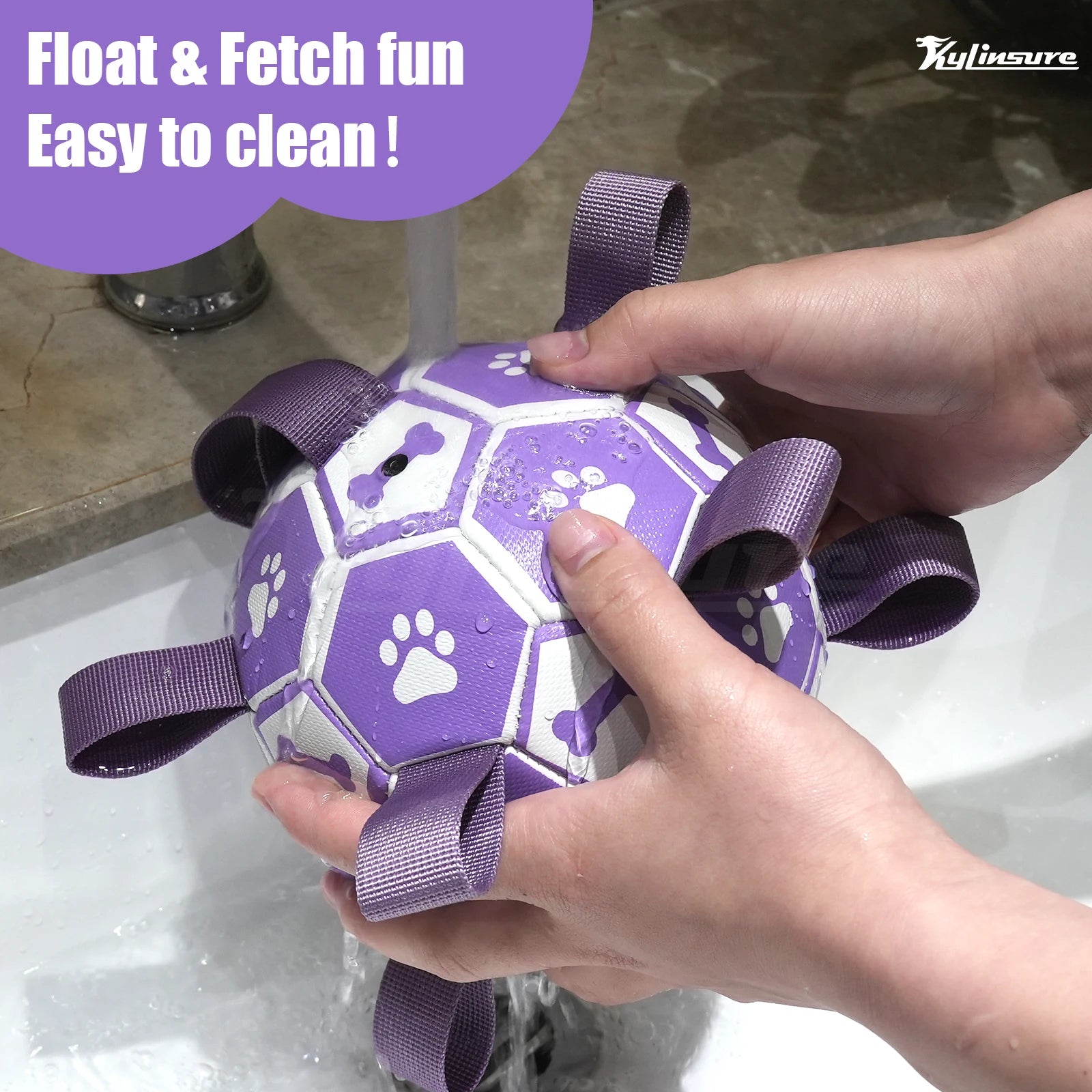 Dog Soccer Ball with Straps, Interactive Toys for Tug of War, Durable Water Toy