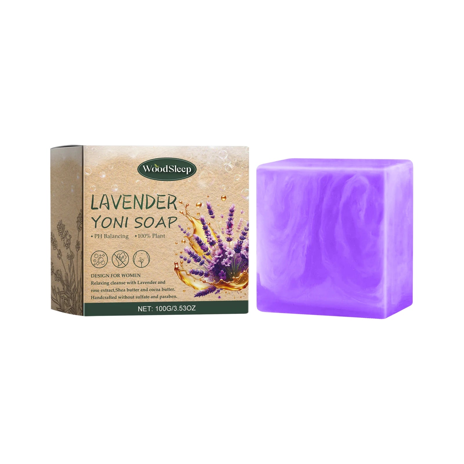 Lavender Yoni Soap Relieves Unpleasant Odors, Cleansing, Moisturizing Oil Control 100g