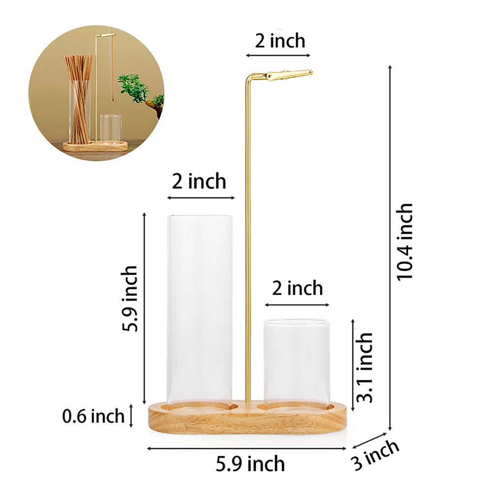 2 in 1 Incense Holder Anti-Ash Flying Incense Burner with Glass Ash Catcher and Incense Sticks Organizer