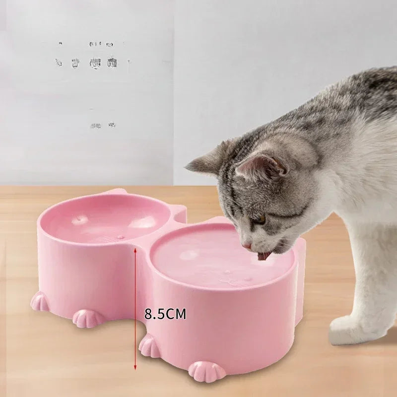 Feeder Food And Protective Raised Elevated Cat Tall Pet Tilted Design Water Bowl Set