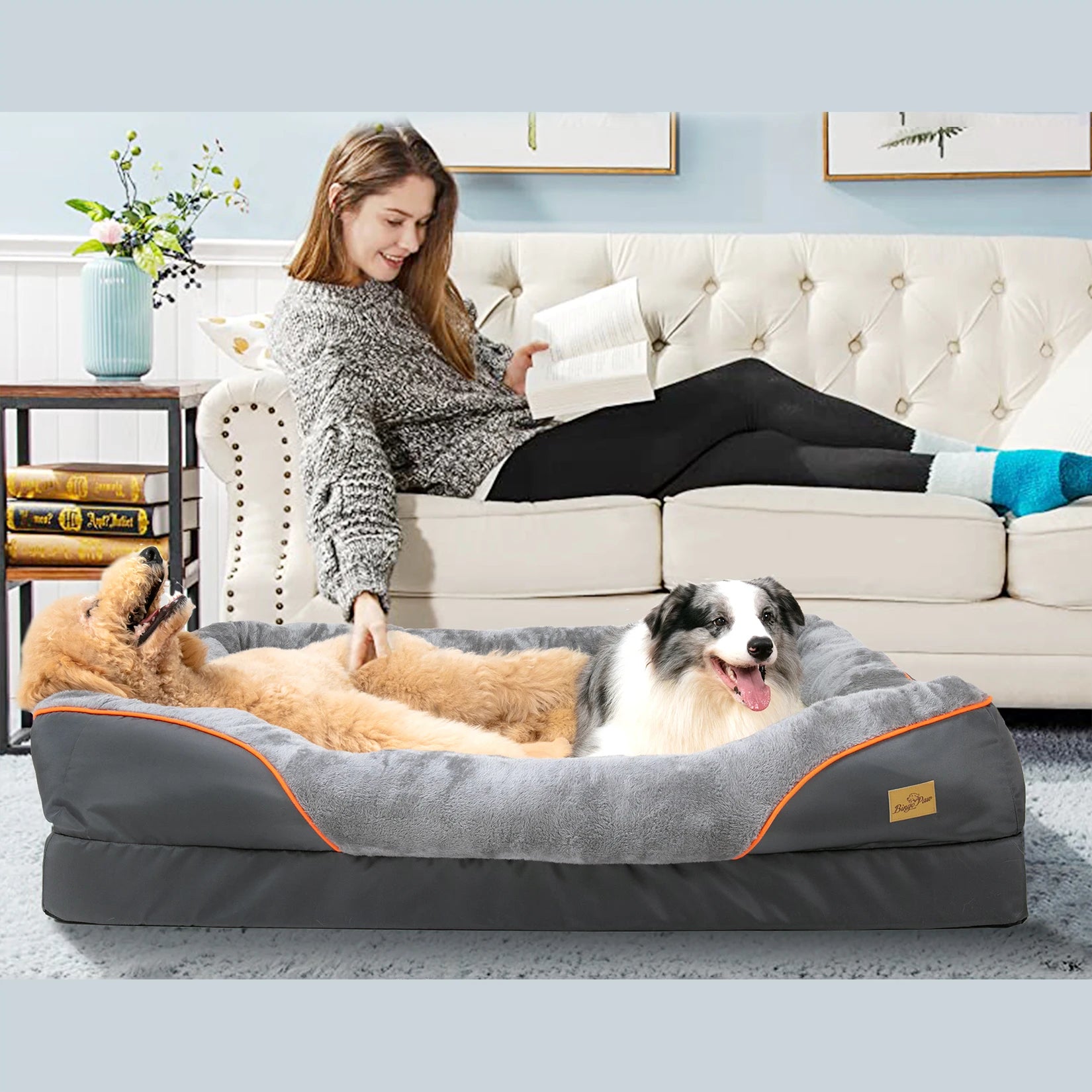 Large Dog Bed Soft Comfortable Anti Allergy Warm Fleece, Removable Washable Cover, Waterproof