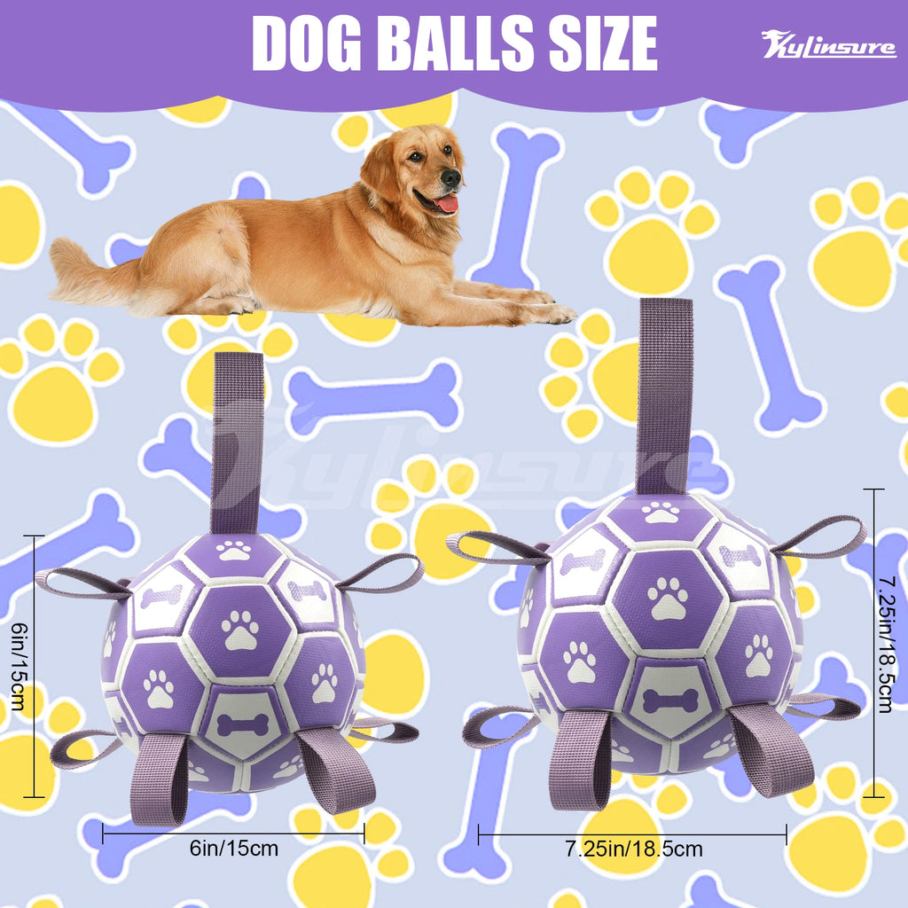 Dog Soccer Ball with Straps, Interactive Toys for Tug of War, Durable Water Toy