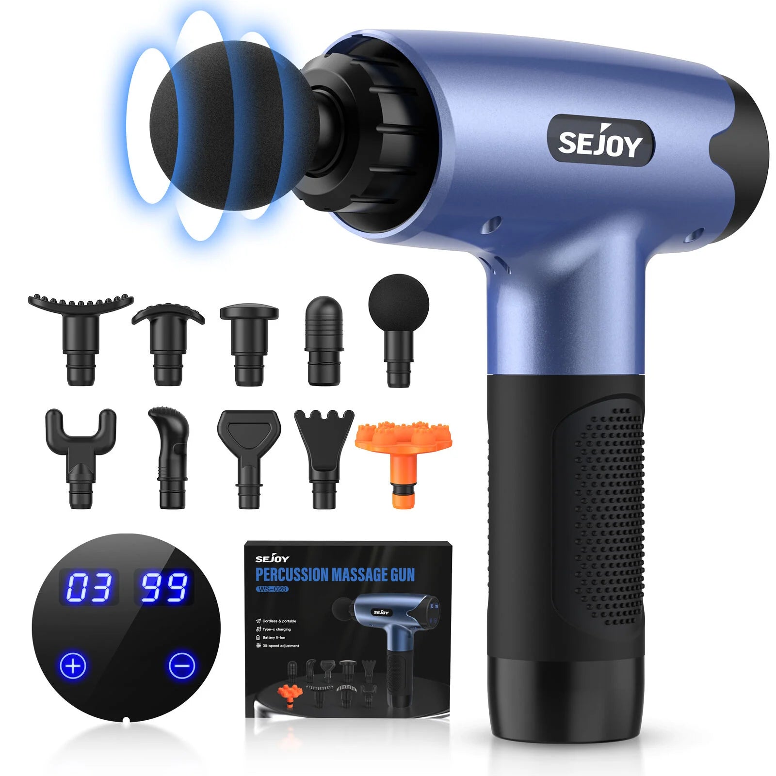 Sejoy 30 speeds Massage Gun, Percussion Massager, Deep Tissue Muscle Vibrating Relaxation