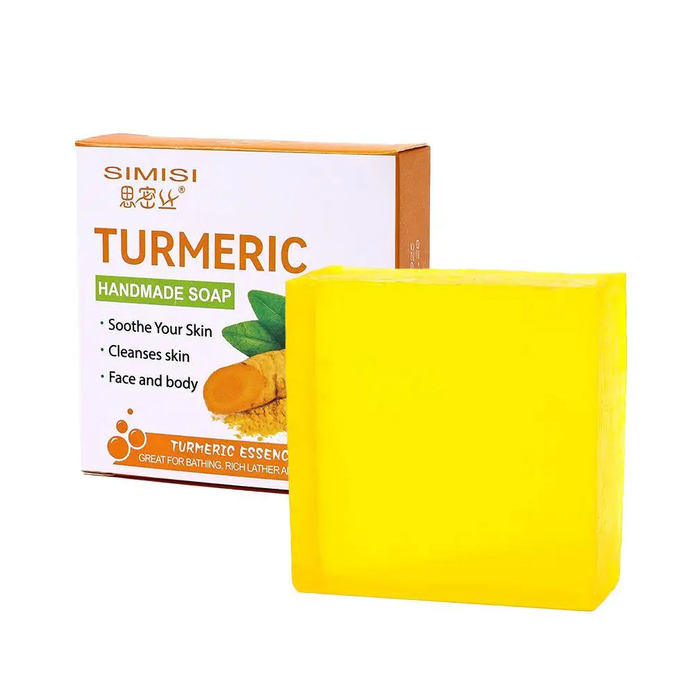 Hand Made Turmeric Soap Body Cleaning Natural Deeply Clean Skin, Refine Pores, Remove Acne