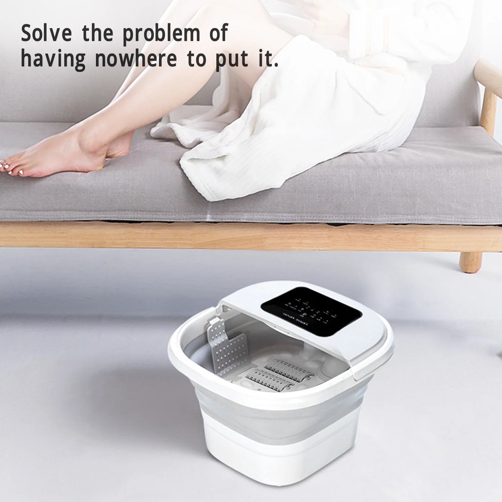 Foot Soak Tub Smart Foldable 420W 8L Large Capacity Heating Foot Massager with 8 Set Rollers