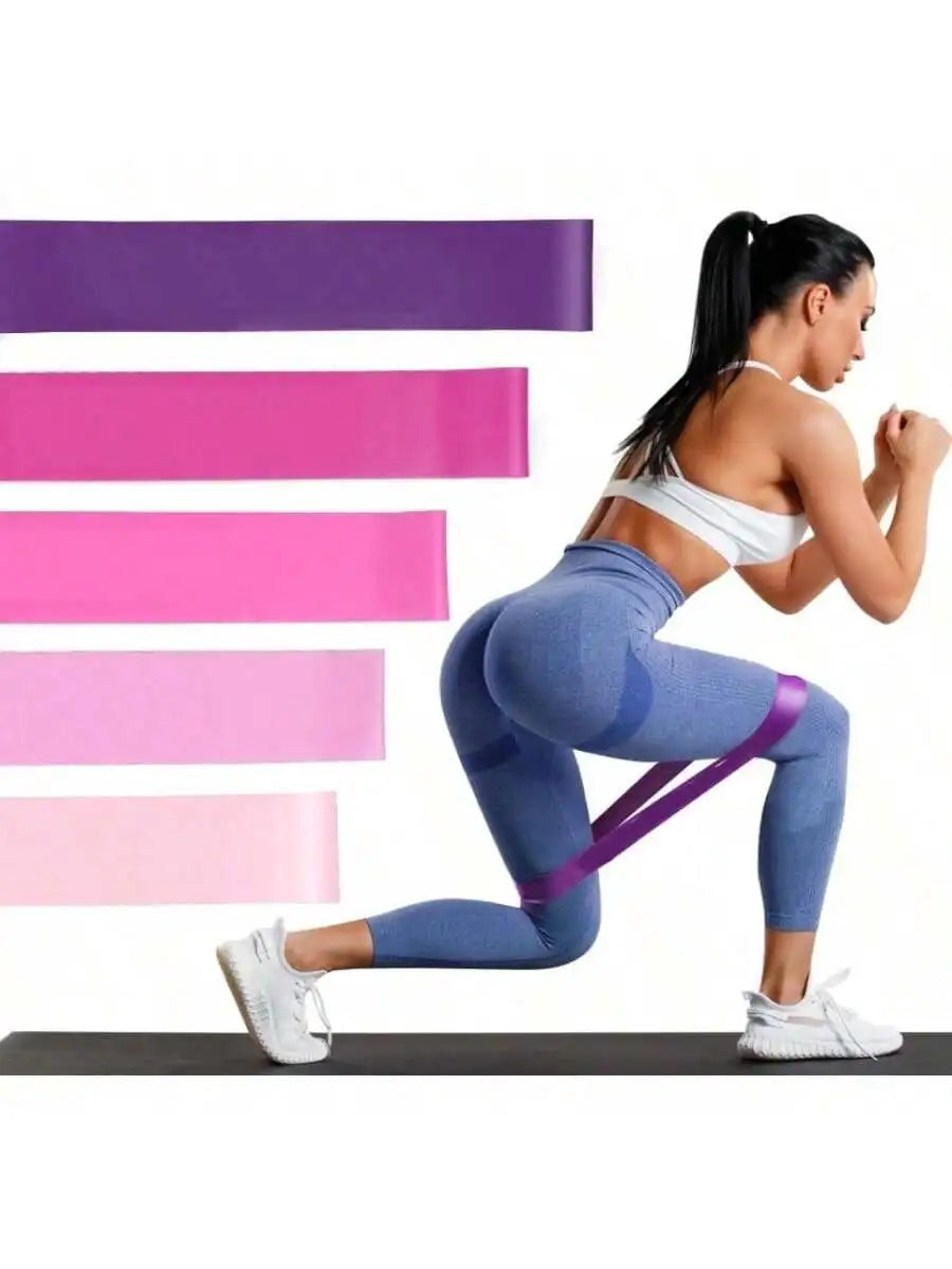 5 Pcs Pink Resistance Bands Set, Workout Bands Elastic Fitness Loop for Leg and Butt Exercise,