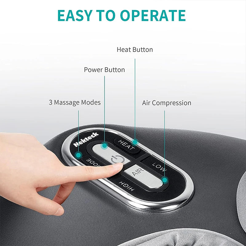 Nekteck Foot Massager Heating Therapy, Air Compression, Shiatsu Knead Roller, Muscle Relaxation