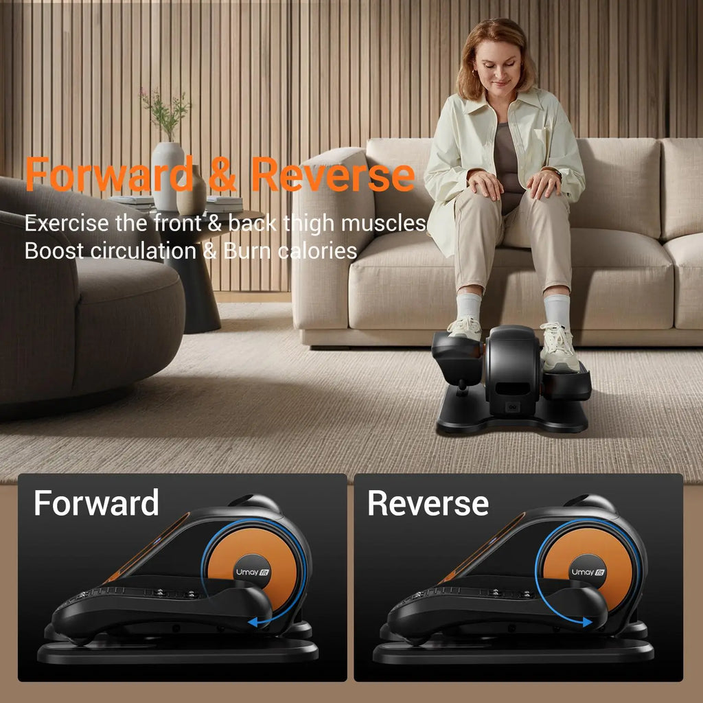 Quiet Portable Under Desk Elliptical, Electric Seated Leg Exerciser with Remote – Compact Training Machine