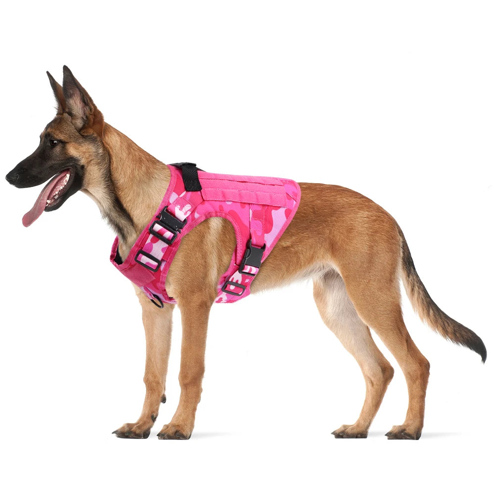 Military Pink Camouflage Dog Harness For Large Medium Dogs Leash Adjustable Training Vest