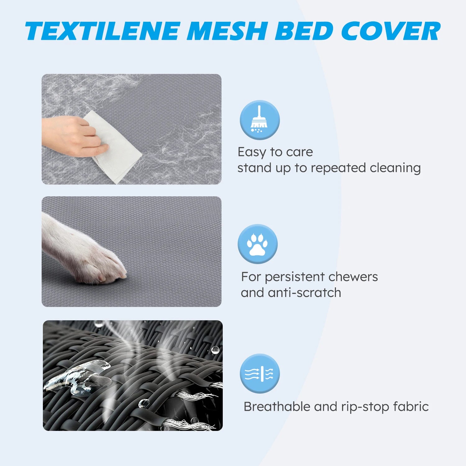 Elevated Dog Bed, Cooling Raised Pet Cot with Chew Proof Washable Breathable Mesh and Metal Frame