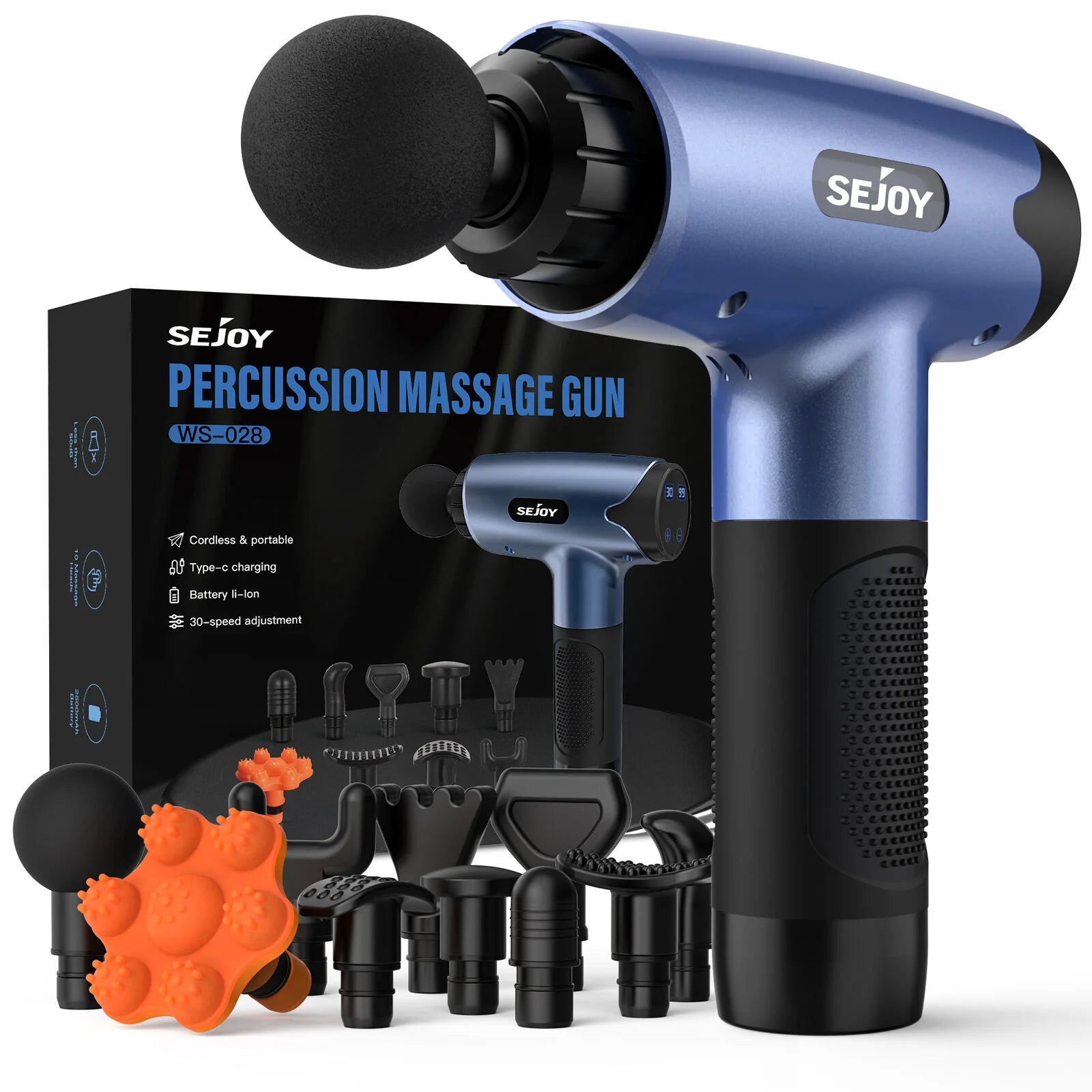 Sejoy 30 speeds Massage Gun, Percussion Massager, Deep Tissue Muscle Vibrating Relaxation