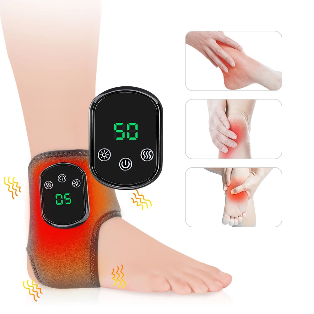Electric Foot Massager, Hot Compresses, Vibration Massager with Breathable Material for Foot and Ankle