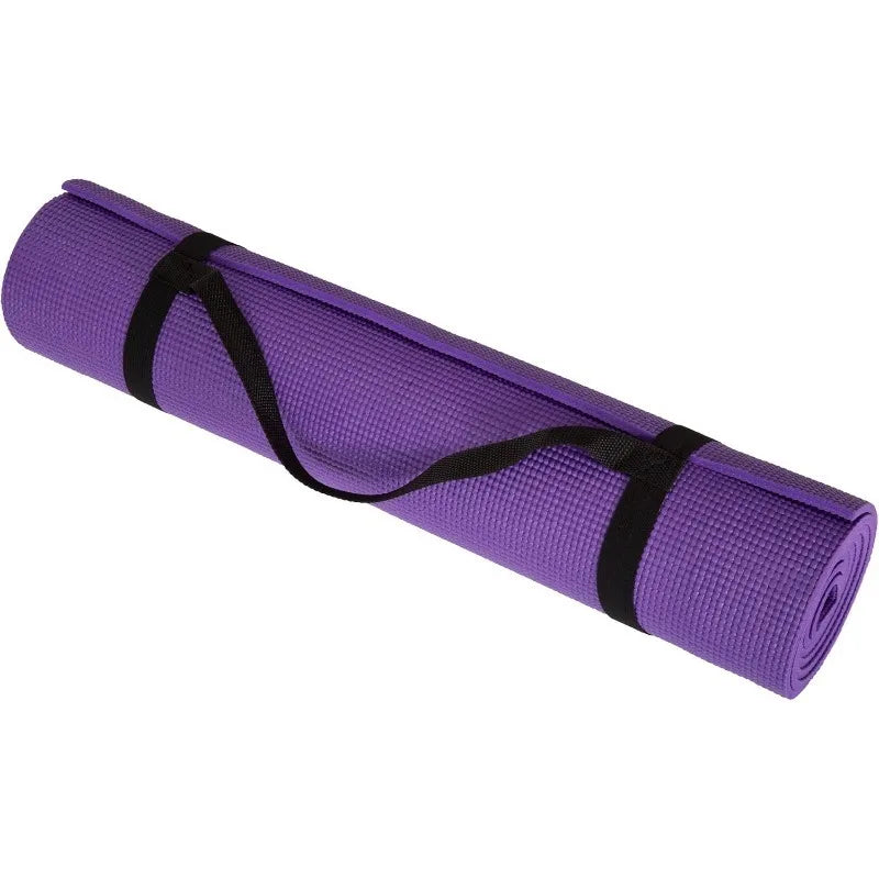 Yoga Mat - Double Sided 1/4-Inch Workout Mat - 71x24-Inch for Pilates with Carrying Strap