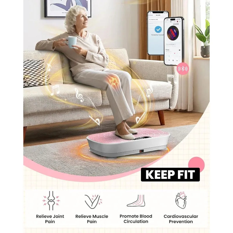 Vibration Plate Exercise Machine - Bluetooth Music & 400LBS Capacity for Lymphatic Drainage