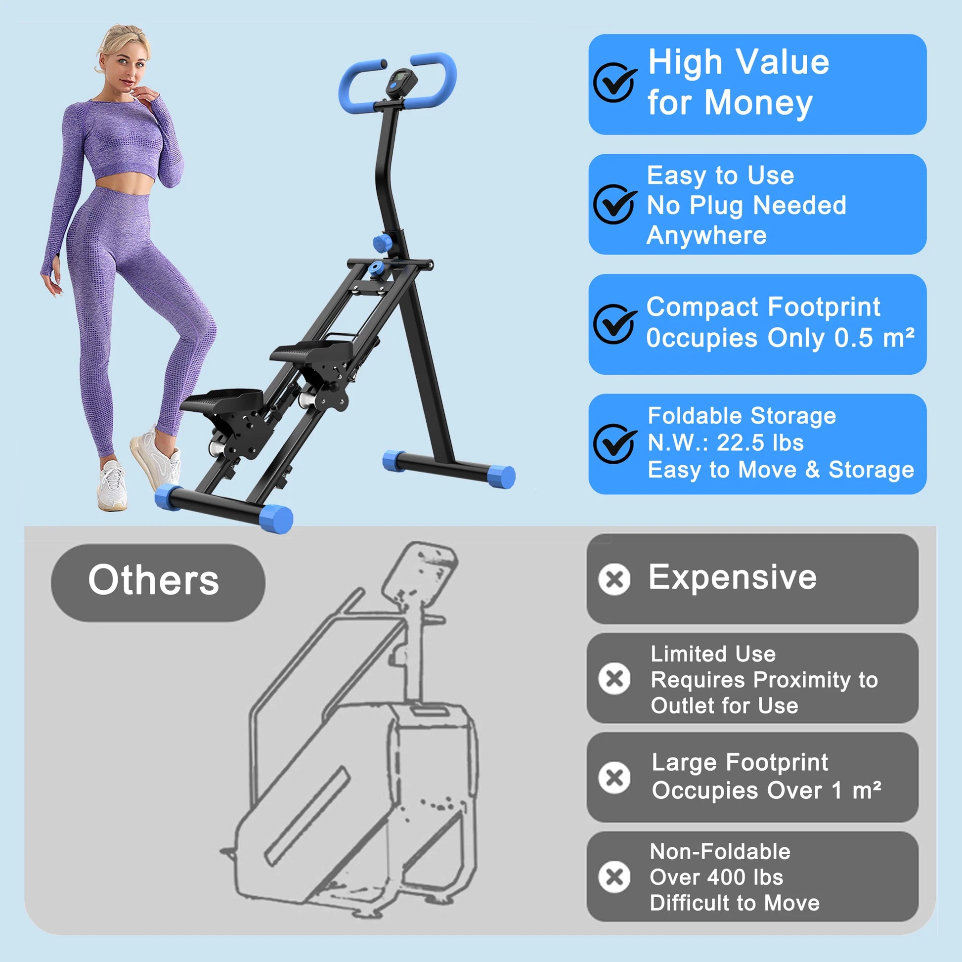 330lbs Stair Stepper Climber Machine with Handlebar - Upgrade Vertical Climber Workout Machine for Full-Body