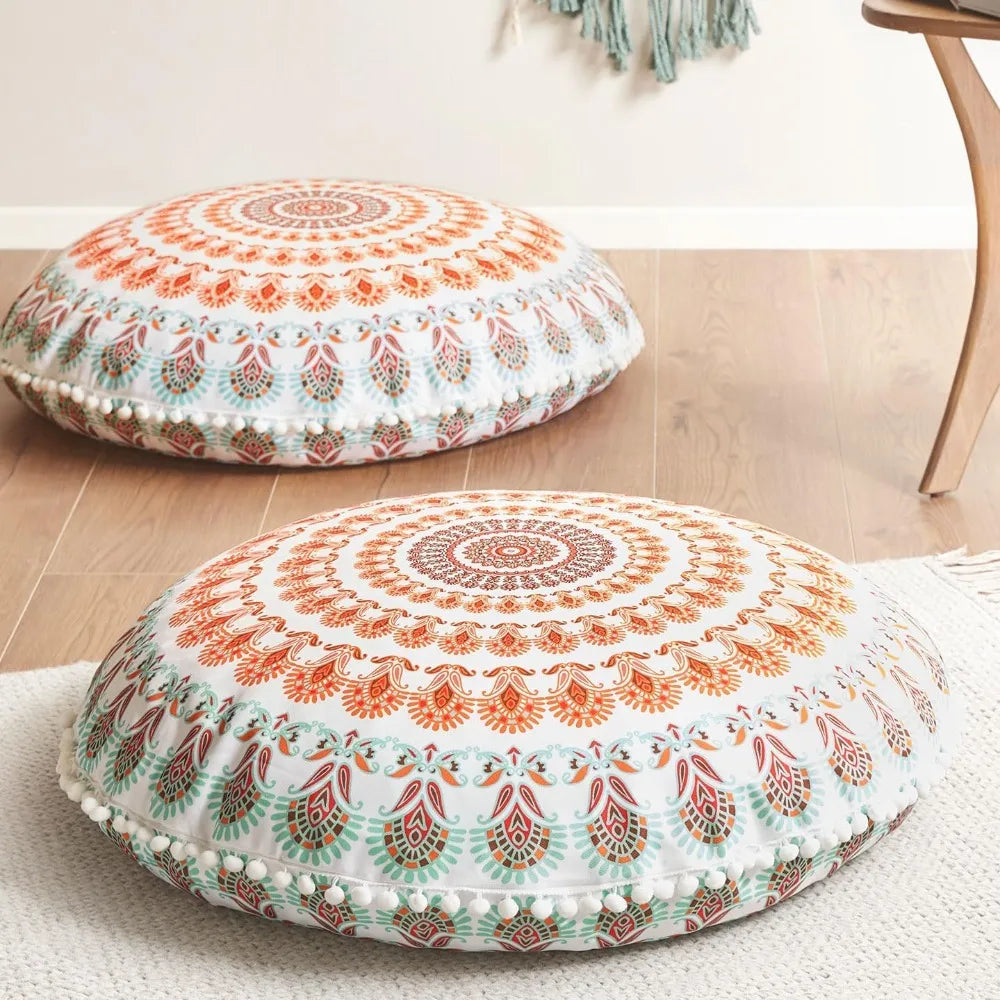 Floor Pillows Set of 2, 32 Inch Memory Foam, Washable Coral Meditation