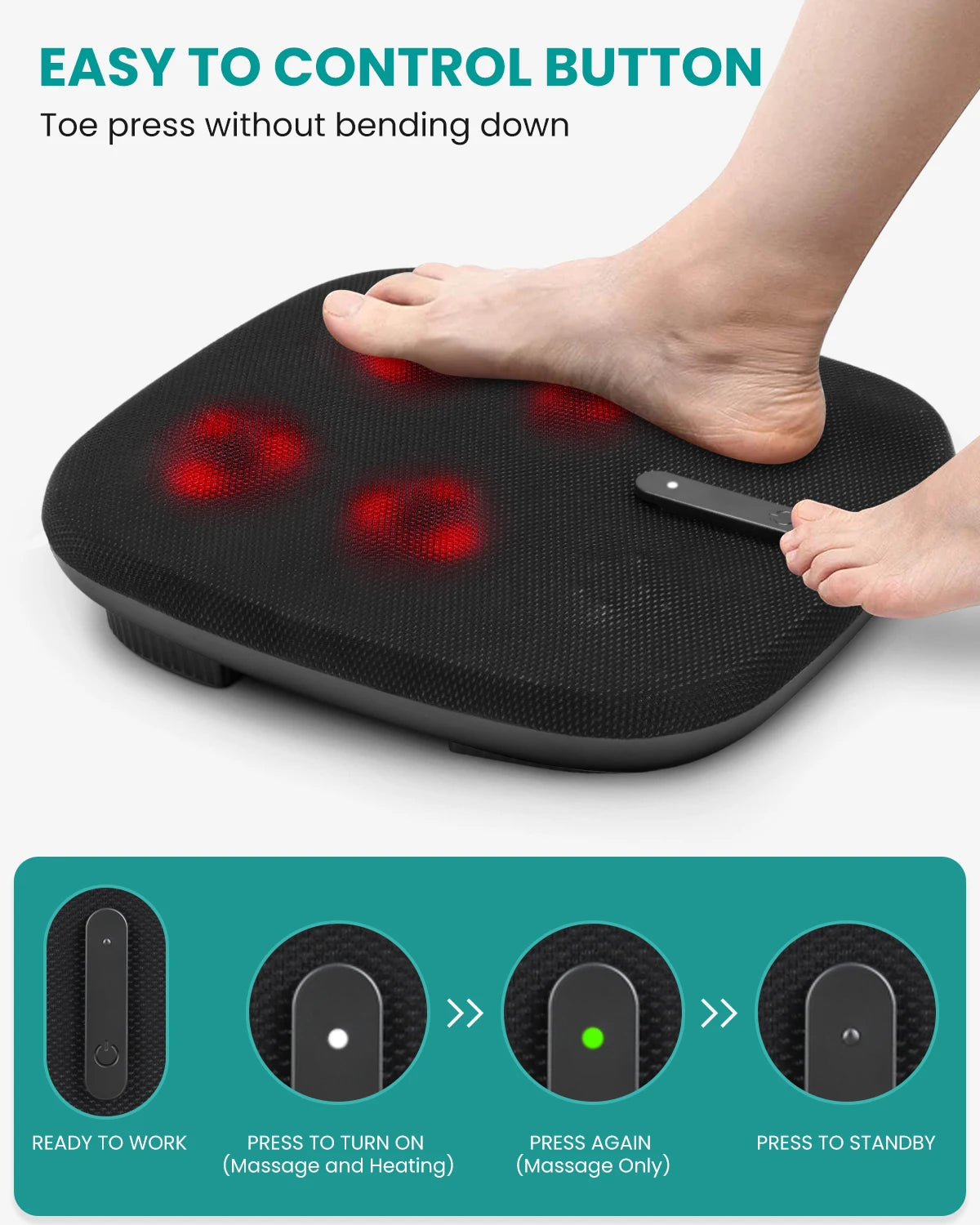Nekteck Shiatsu Foot Massager with Heat, Electric Kneading Massage Machine