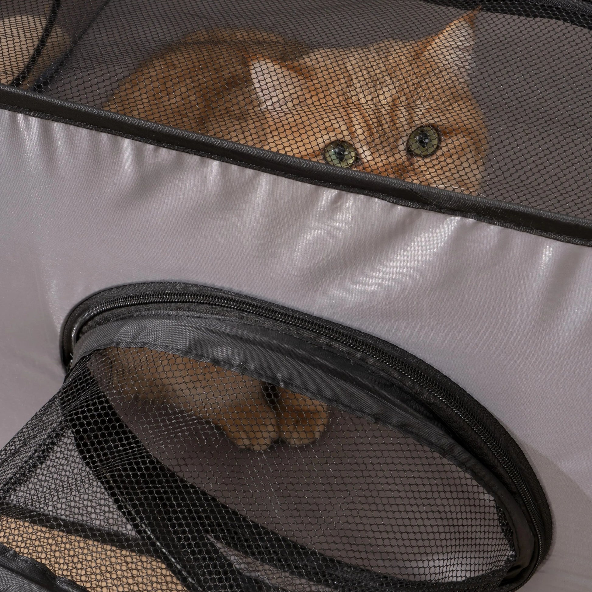 Foldable Square Gray Pet Nest, Hard Oxford Cloth with a Play Tunnel