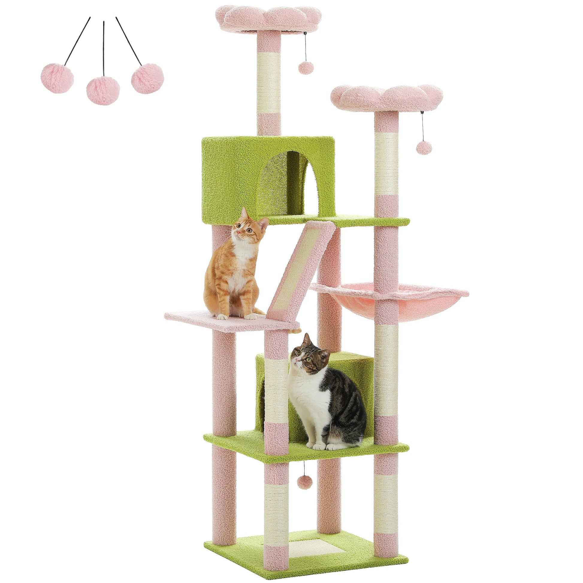 Large Cat Tree Tower Multi-Level Plush Cat Condo with Scratching Posts, Scratching Boards, Perches Caves