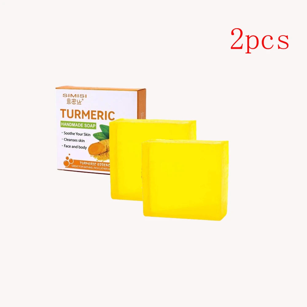 Hand Made Turmeric Soap Body Cleaning Natural Deeply Clean Skin, Refine Pores, Remove Acne