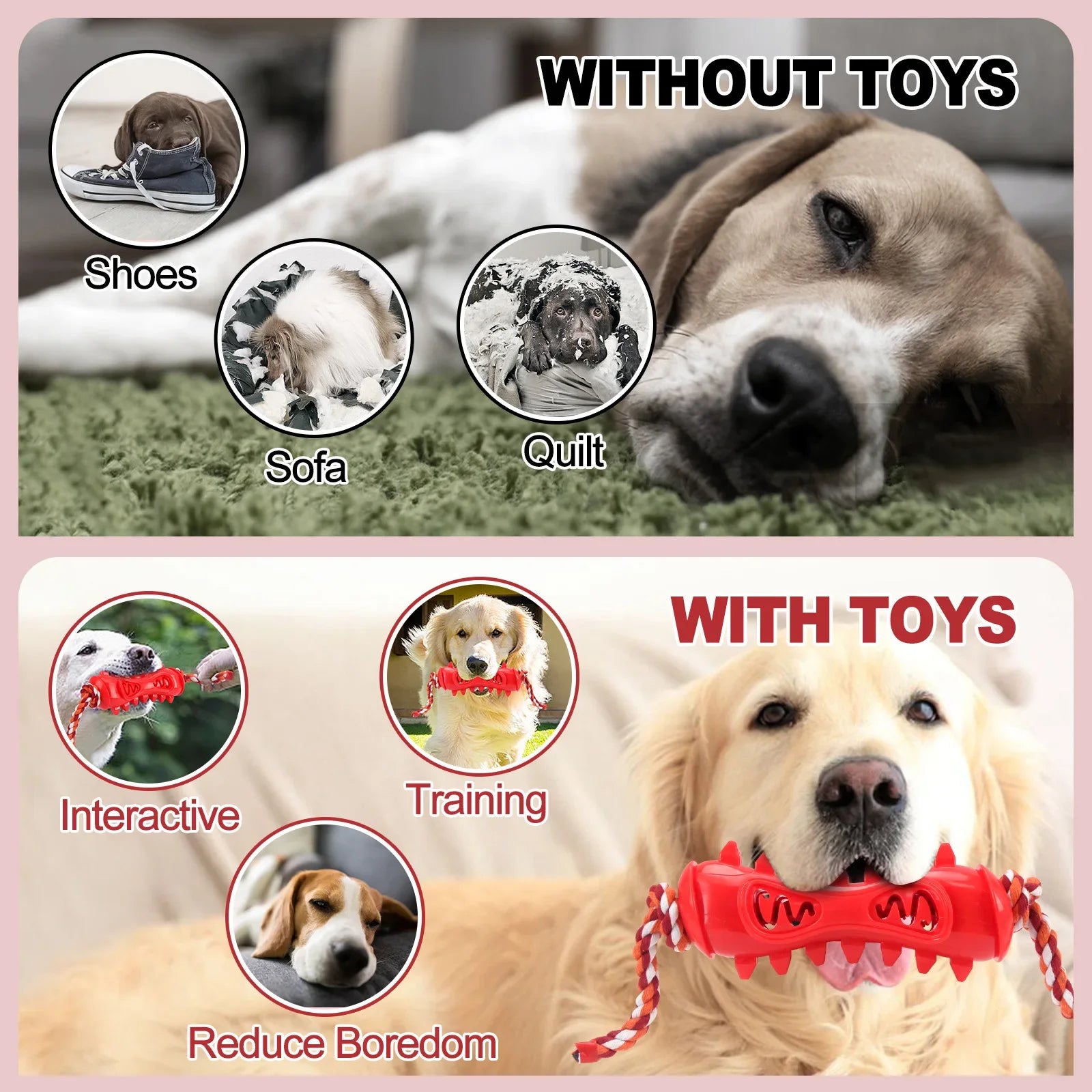 Dog Chew Toys, Safety Molar, Rod Puzzle Training Playing Biting Toy, Toothbrush Care Cleaning Stick