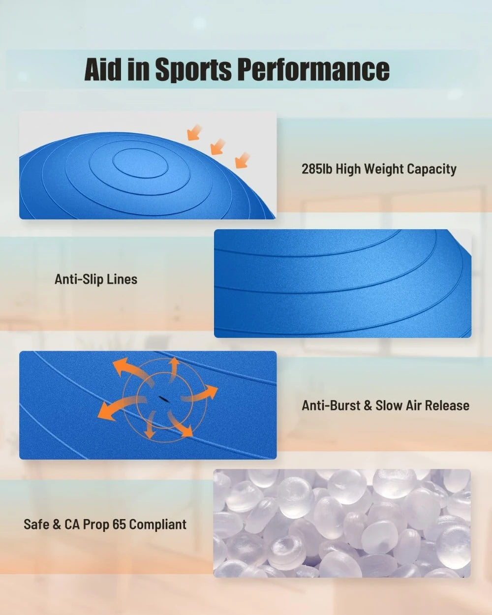 Yoga Workout Ball, Explosion-proof, Anti-Slip Stability, Physiotherapy, Balance Ball