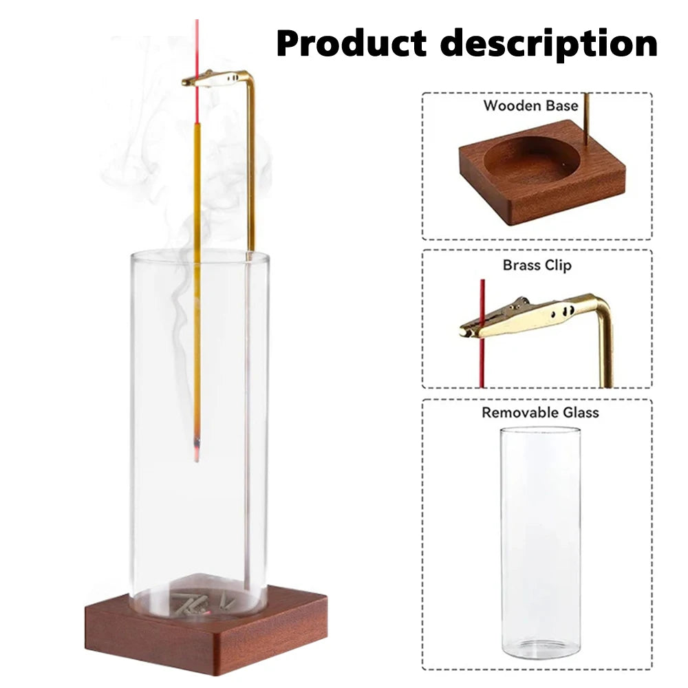 Incense Stick Holder with Removable Glass Ash Catcher Anti-ash Incense Burner