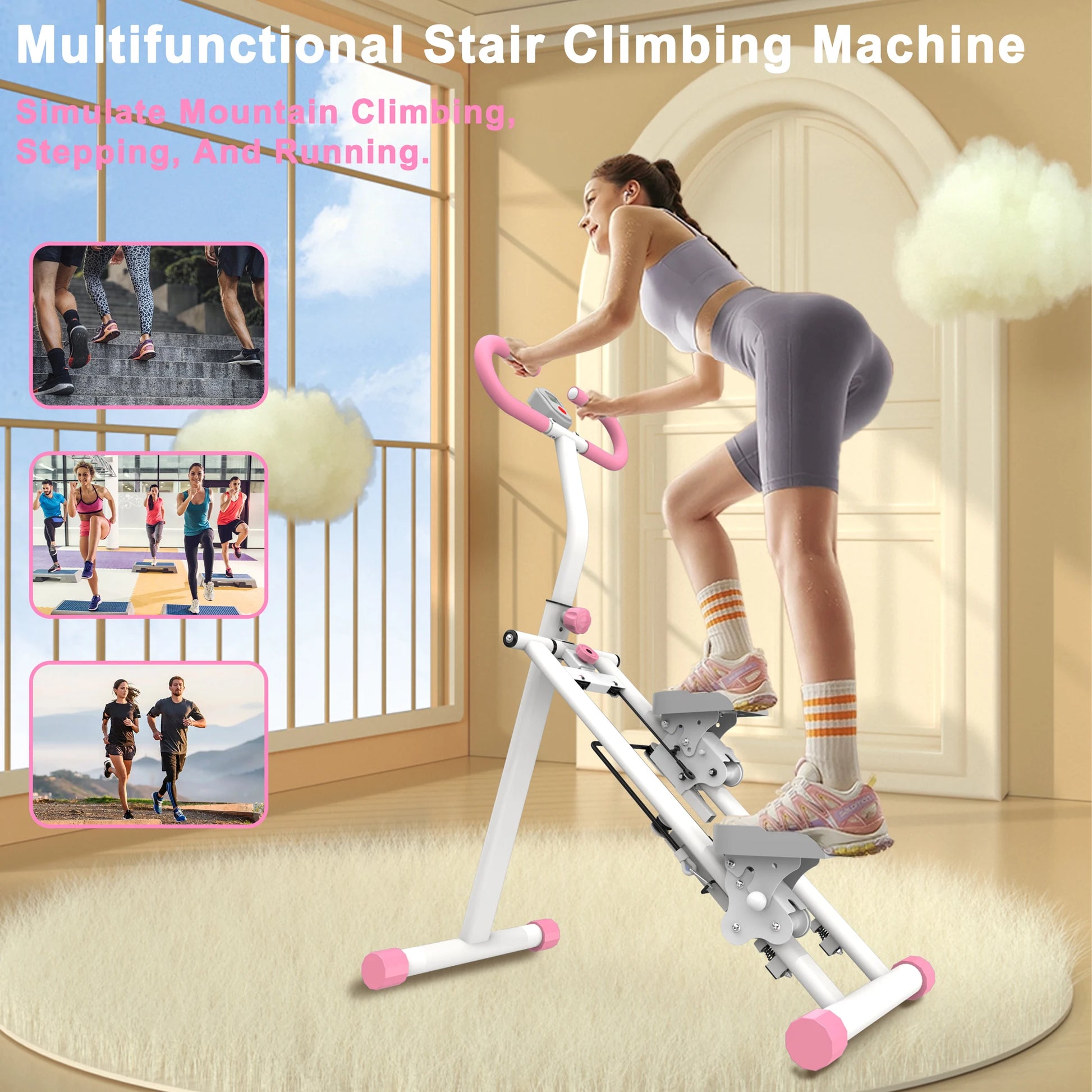 330lbs Stair Stepper Climber Machine with Handlebar - Upgrade Vertical Climber Workout Machine for Full-Body