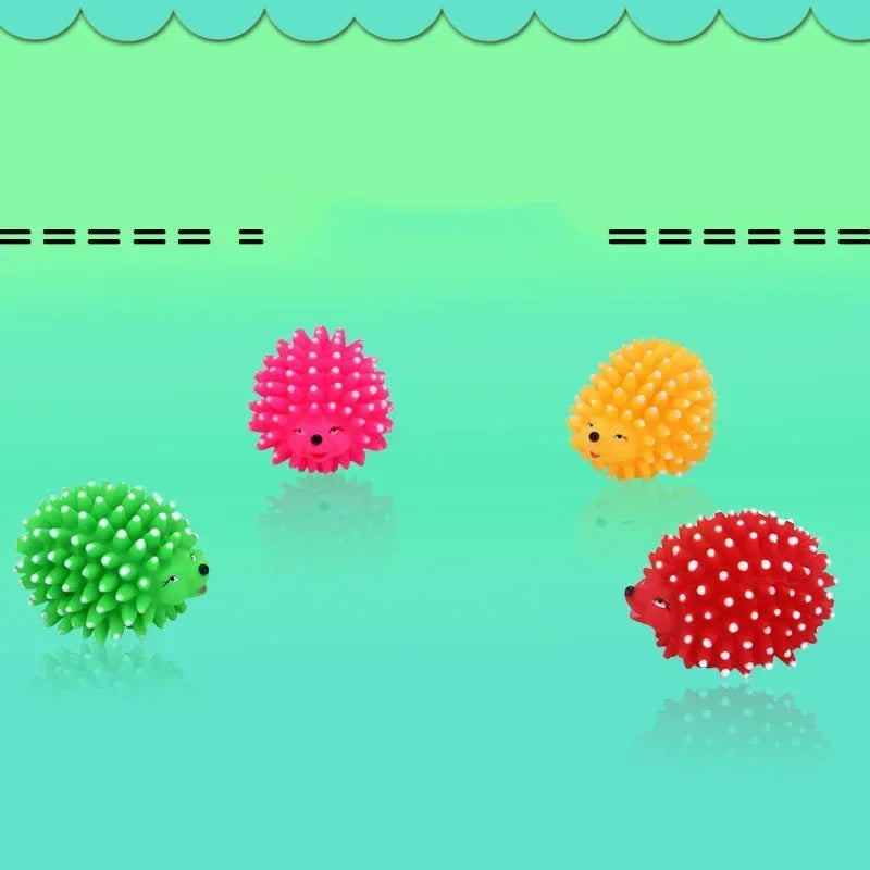 Realistic Hedgehog Soft Squeaky Dog Ball Toys For Small Dogs Rubber Chew Dental