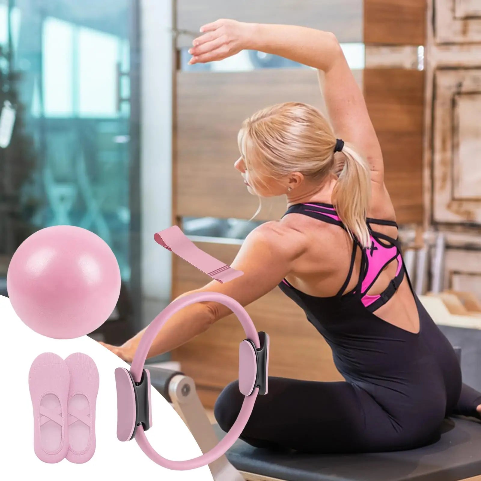 NEW Pilates Ball And Ring Set with Resistance Band for Exercise Workout and Fitness