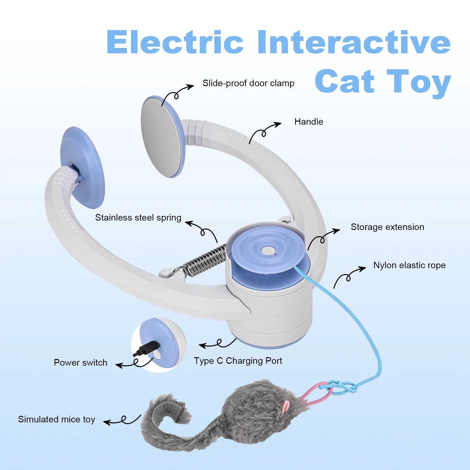 Electric Door Hanging Interactive Cat Toy USB Rechargeable Self Play Retractable Toy