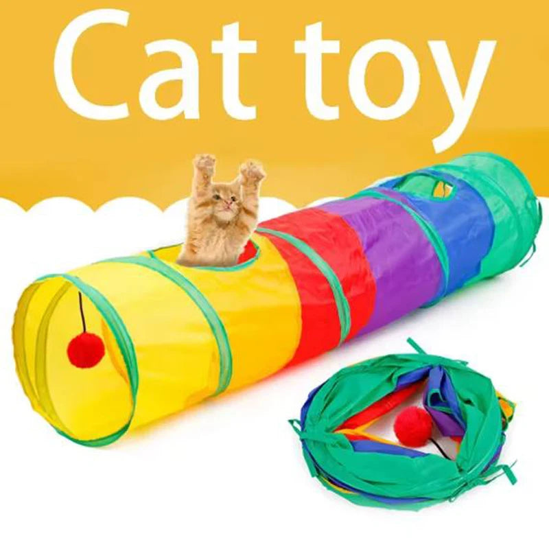 Hot Cat Tunnel Pet Tube Collapsible Play Toy Puzzle, Exercising, Hiding Training Pet Toys