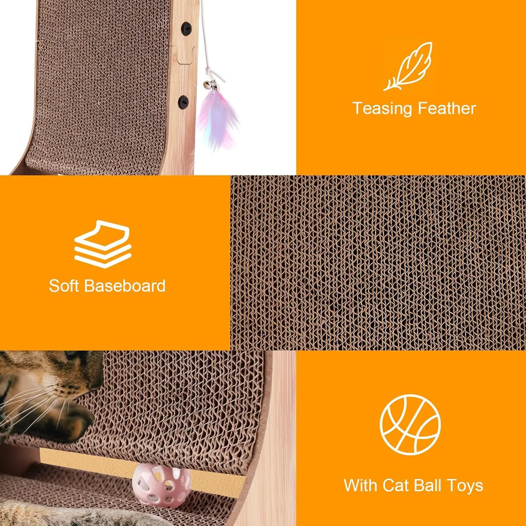 L Shape Cat Scratcher, 23.6 Inch for Indoor Cats, Protecting Furniture Scratch Pad, Cardboard