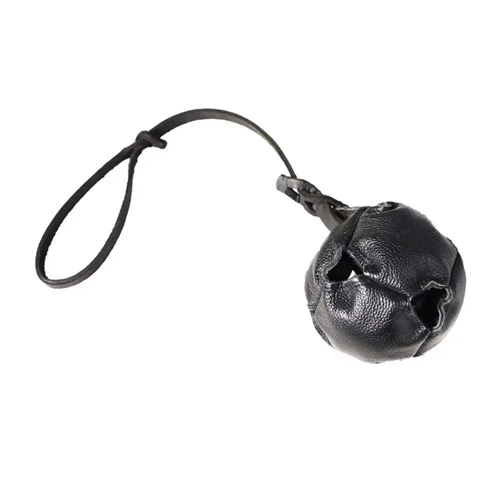 Leather Dog Training Ball Tug Toy, with a Handle Dog Bite for Fetch, Catch, Throw Pet Toys