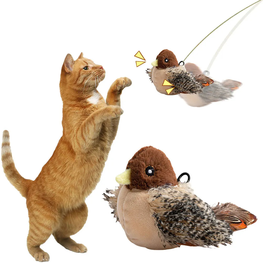Interactive Flappy Bird Plush Cat Toy Electric Squeaky, Simulated, Chirping Bird