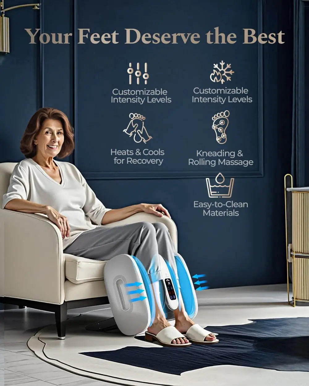 HomeCare Shiatsu Foot Massager with Heat & Ice Therapy, Deep Kneading, Pain Relief for Feet Legs Calves Ankles