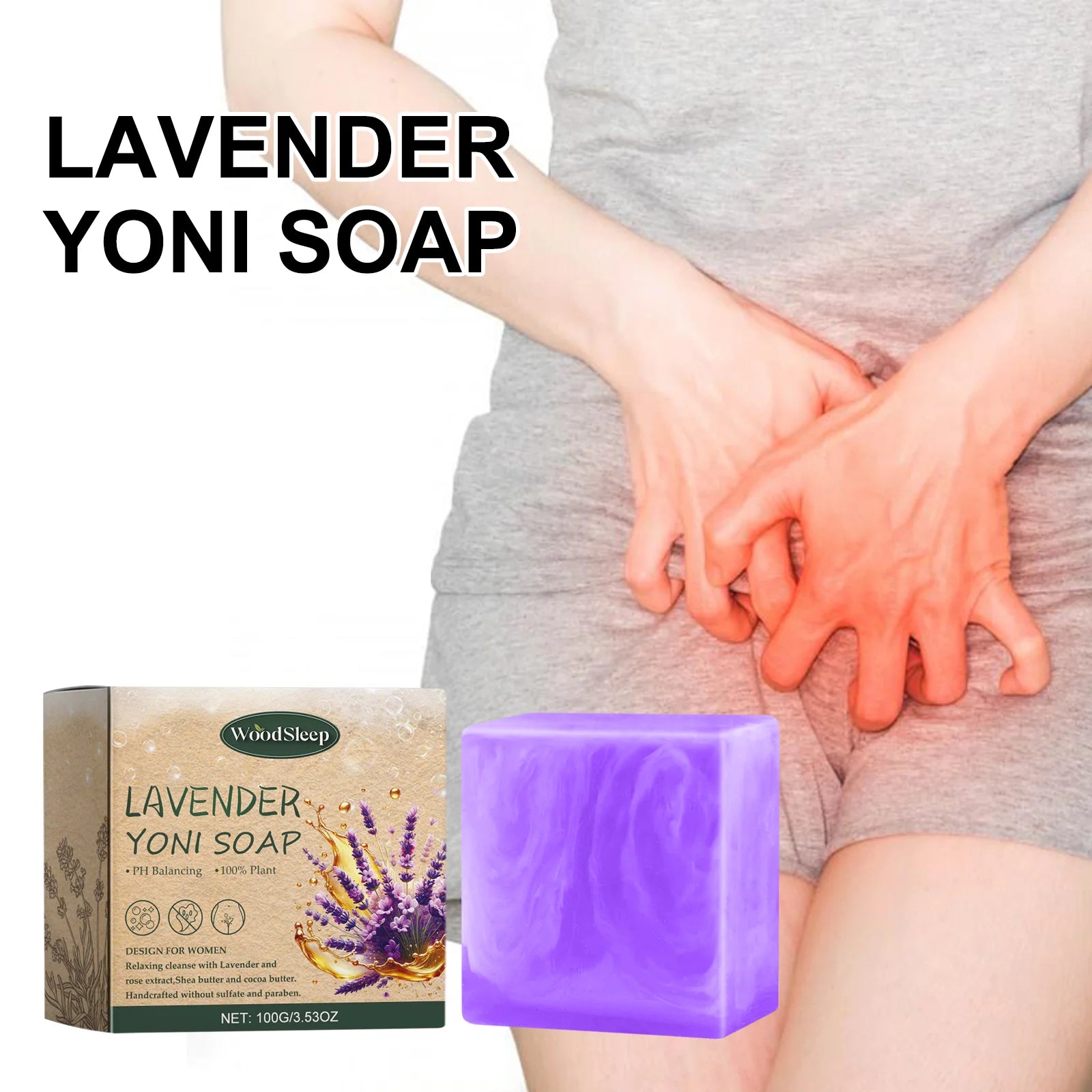 Lavender Yoni Soap Relieves Unpleasant Odors, Cleansing, Moisturizing Oil Control 100g