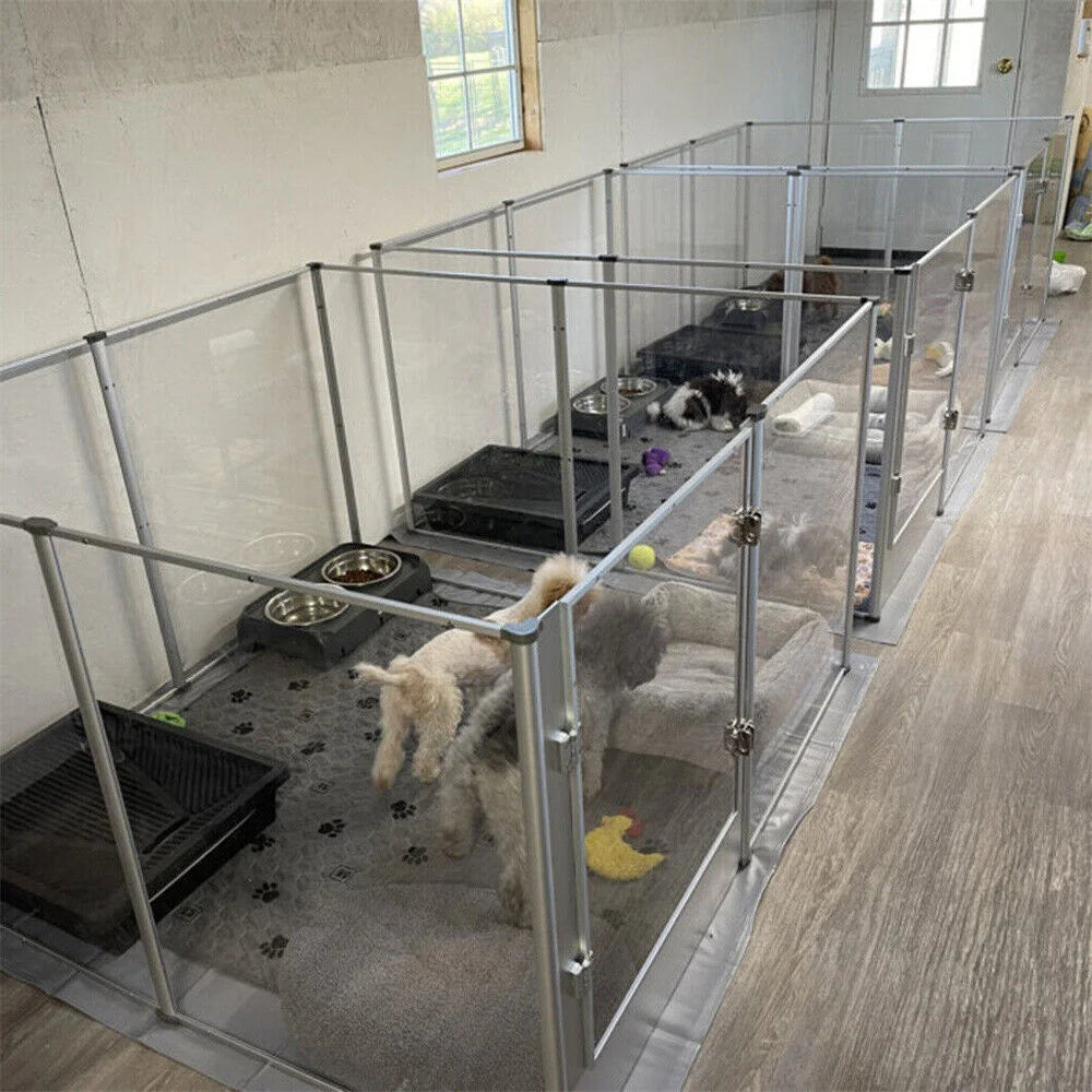 1Pc Large Acrylic Dog Playpen, Whelping Pen Box, Indoor Enclosure Clear Fence with Waterproof Pad