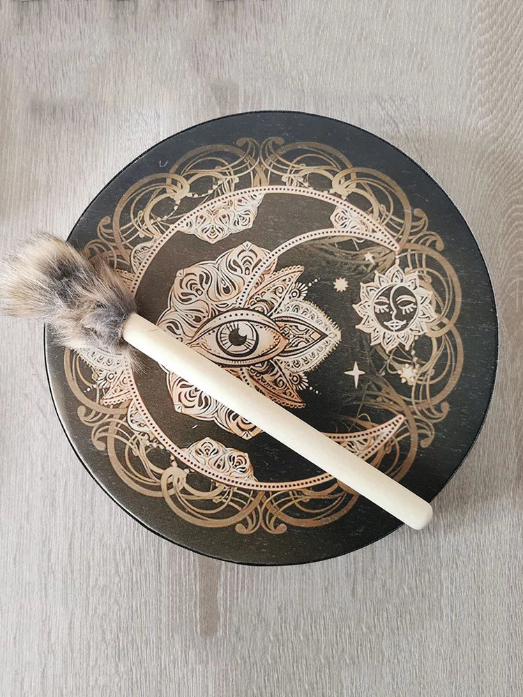 Alchemical Moon Drum Shaman Drum Tree of Life Sound Healing Tool for Spiritual Music Meditation