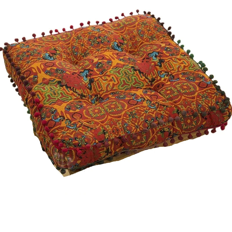 Bohemian Style Thickened Cotton Linen for Ground Tatami Mat Pillow Puff Cushion