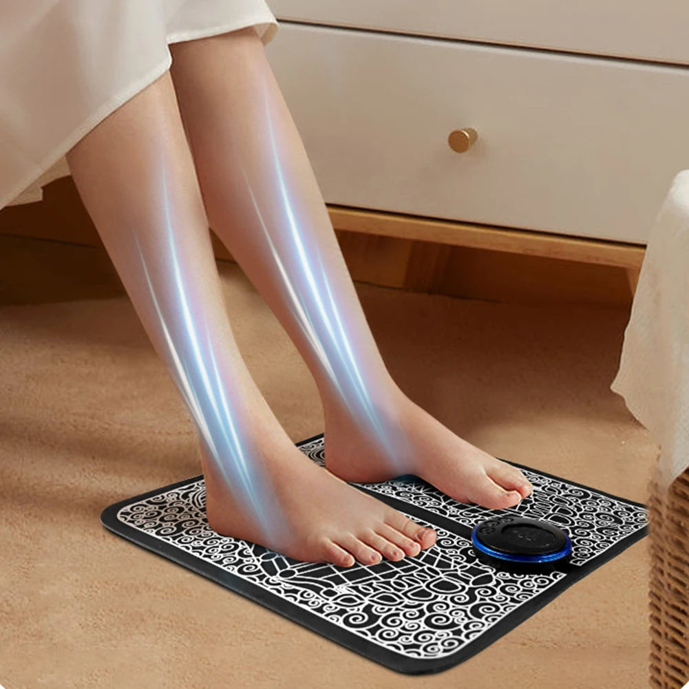 8 Modes Foot Circulation Massage Pad, USB Rechargeable, Leg Muscle Stimulator, Remote Control