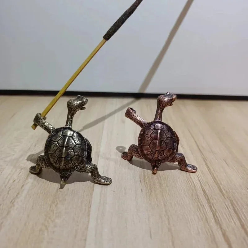 1pcs Mini Turtle Shape Incense Stick Holder Vintage Bronze Animal Incense Burner Stand