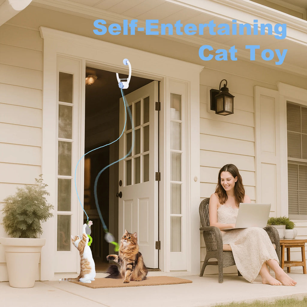 Electric Door Hanging Interactive Cat Toy USB Rechargeable Self Play Retractable Toy
