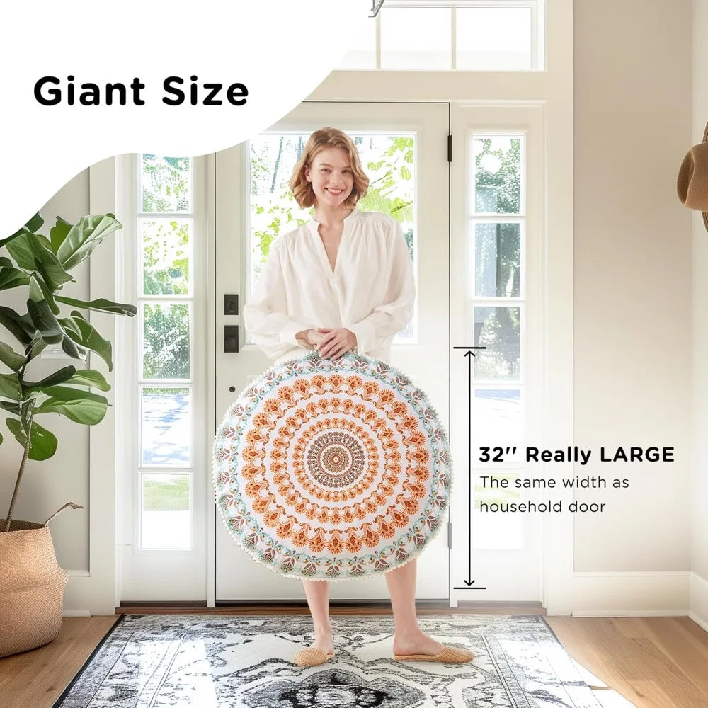 Floor Pillows Set of 2, 32 Inch Memory Foam, Washable Coral Meditation